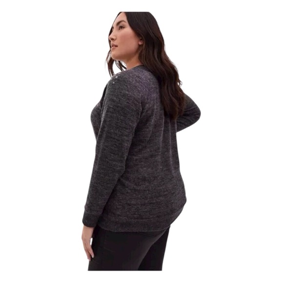 Torrid Super Soft Plush Charcoal Sweater with Silver Studs size 4 - Picture 2 of 6